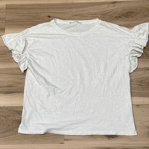 Peruvian Connection White Ruffle Sleeve Shirt Women’s XS